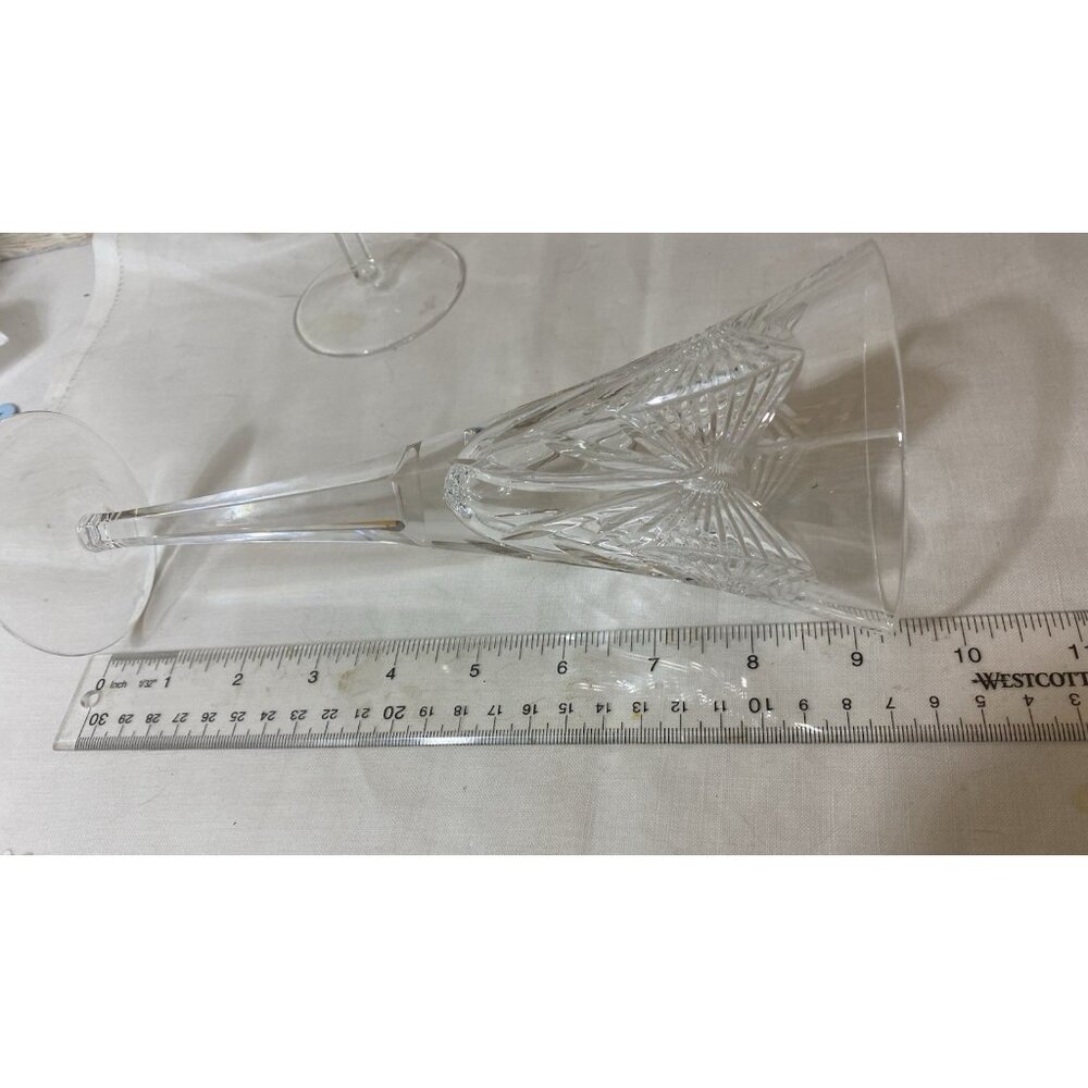 Pair Waterford Crystal Millennium HAPPINESS Toasting Flutes Champagne Glasses - Picture 5 of 8